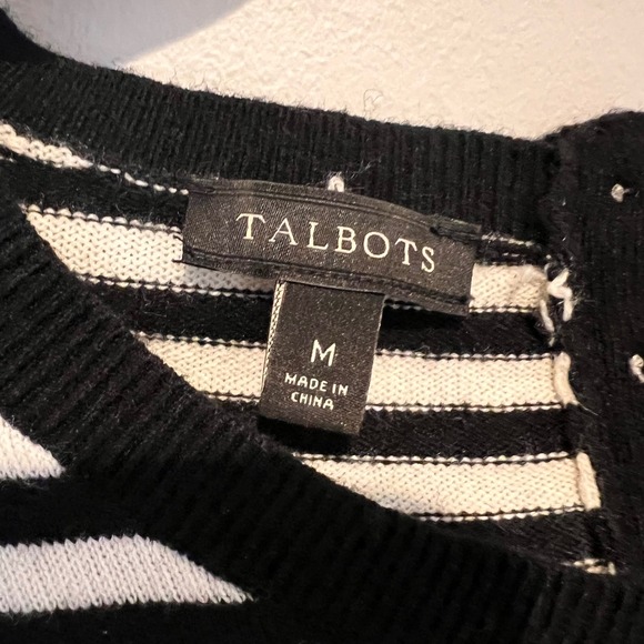 Talbots Classic Wool Blend Knit Lightweight Button-Back Sweater Striped Medium - Picture 4 of 11